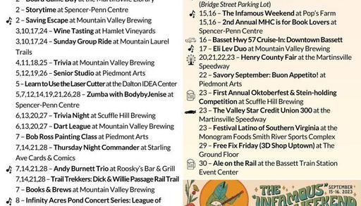 Another fun-filled month of events happening around Martinsville and Henry County!