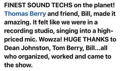 Kind words from an artist in our 
Music in the Box Series